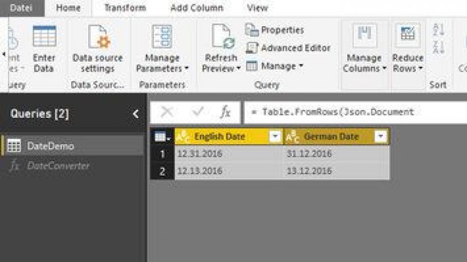 changing date format in excel power query