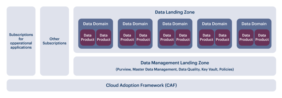 Data Mesh in Azure: Grafik eines Data Meshs mit einer Data Landing Zone.